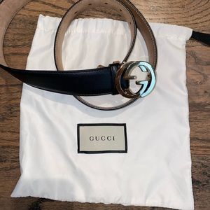 Black Gucci Leather Belt